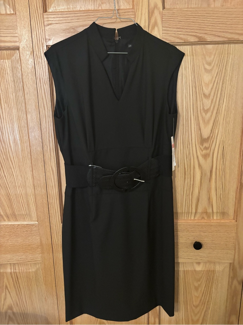 Classic Black Sleeveless Belted Dress